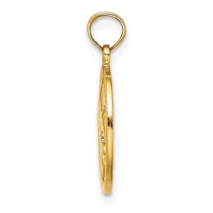 14k Yellow Gold Fleur de Lis on Oval Disc Charm Goldia Charm Necklaces