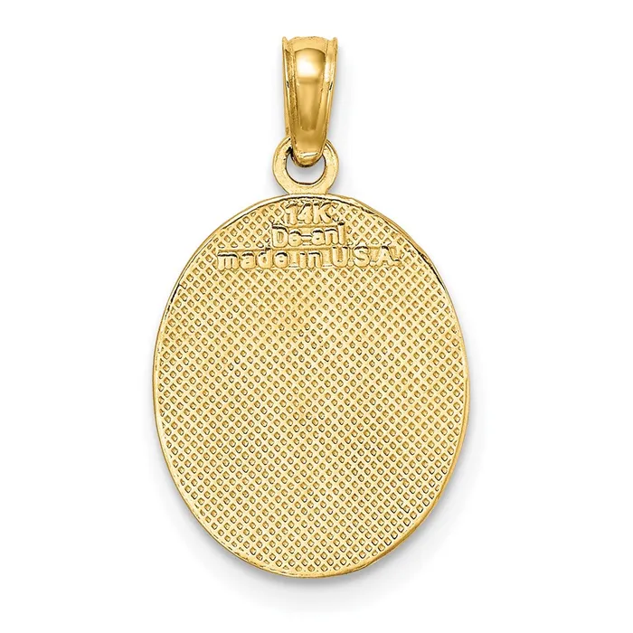 14k Yellow Gold Fleur de Lis on Oval Disc Charm Goldia Charm Necklaces