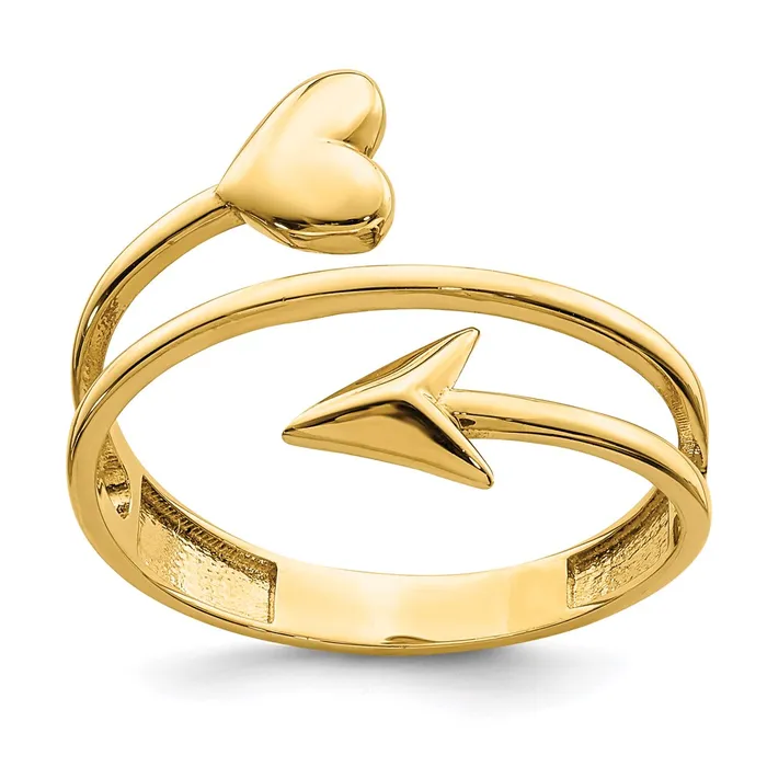 14K Yellow Gold Heart and Arrow Ring Goldia Rings