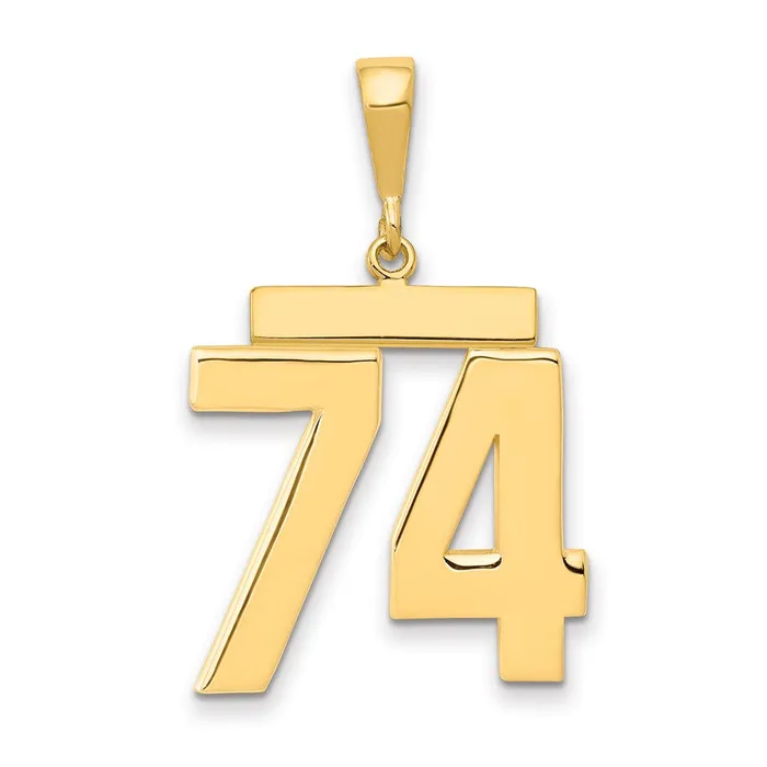 14k Yellow Gold Large Polished Number 74 Charm Goldia Charm Necklaces