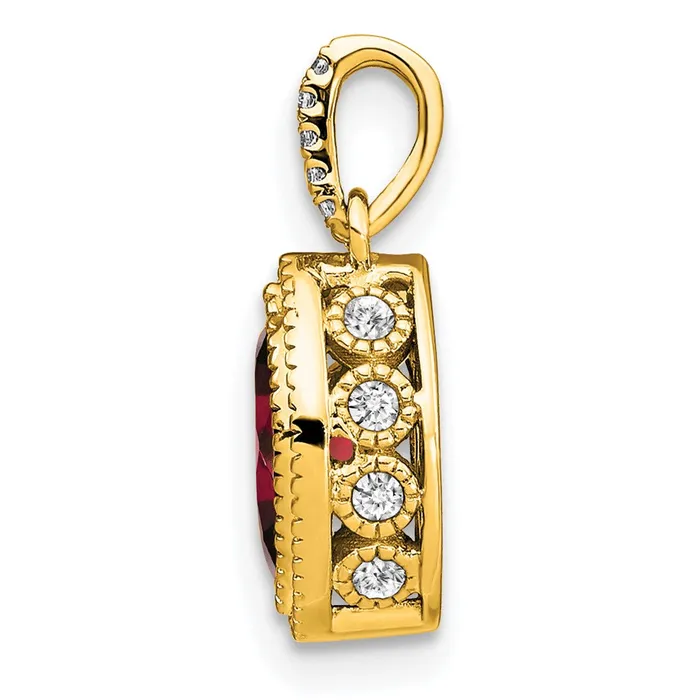 14K Yellow Gold Marquise Garnet and Real Diamond Pendant Goldia Necklaces