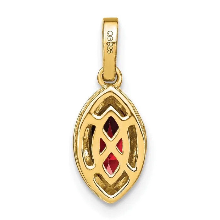 14K Yellow Gold Marquise Garnet and Real Diamond Pendant Goldia Necklaces