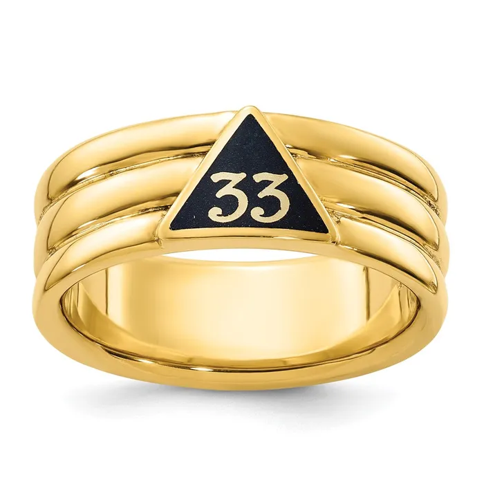 14k Yellow Gold Mens Polished and Grooved with Black Enamel Active 33rd Degree Masonic Ring Goldia Rings 14k Yellow Gold Mens Polished and Grooved with Black Enamel Active 33rd Degree Masonic Ring Goldia Rings