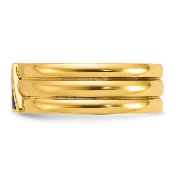14k Yellow Gold Mens Polished and Grooved with Black Enamel Active 33rd Degree Masonic Ring Goldia Rings