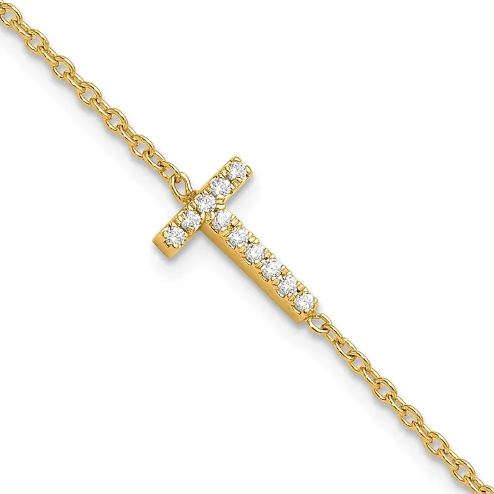 14k Yellow Gold Natural Diamond Sideways Letter T w 1in ext Bracelet goldiaca Bracelets 14k Yellow Gold Natural Diamond Sideways Letter T w 1in ext Bracelet goldiaca Bracelets