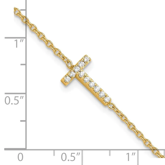 14k Yellow Gold Natural Diamond Sideways Letter T w 1in ext Bracelet goldiaca Bracelets