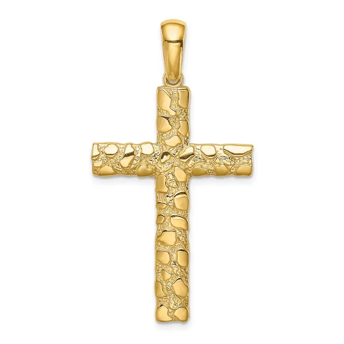 14k Yellow Gold Nugget Cross Pendant Goldia Necklaces