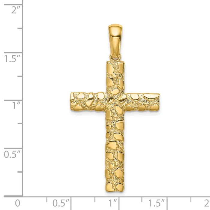 14k Yellow Gold Nugget Cross Pendant Goldia Necklaces