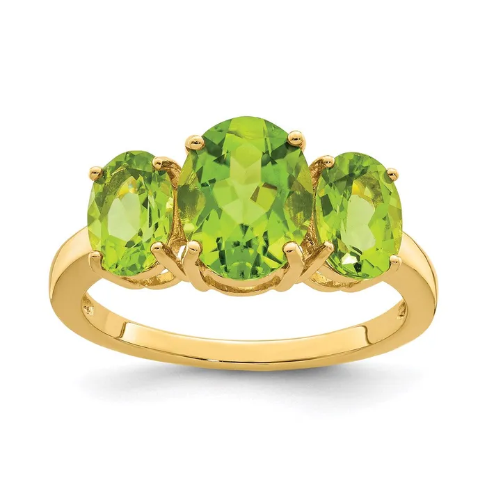 14K Yellow Gold Peridot Oval Ring Goldia Rings