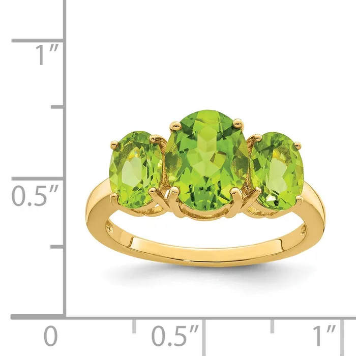 14K Yellow Gold Peridot Oval Ring Goldia Rings