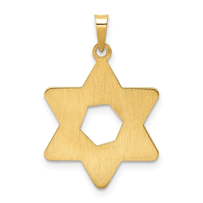 14k Yellow Gold Polished and Textured Solid Star of David Pendant Goldia Necklaces