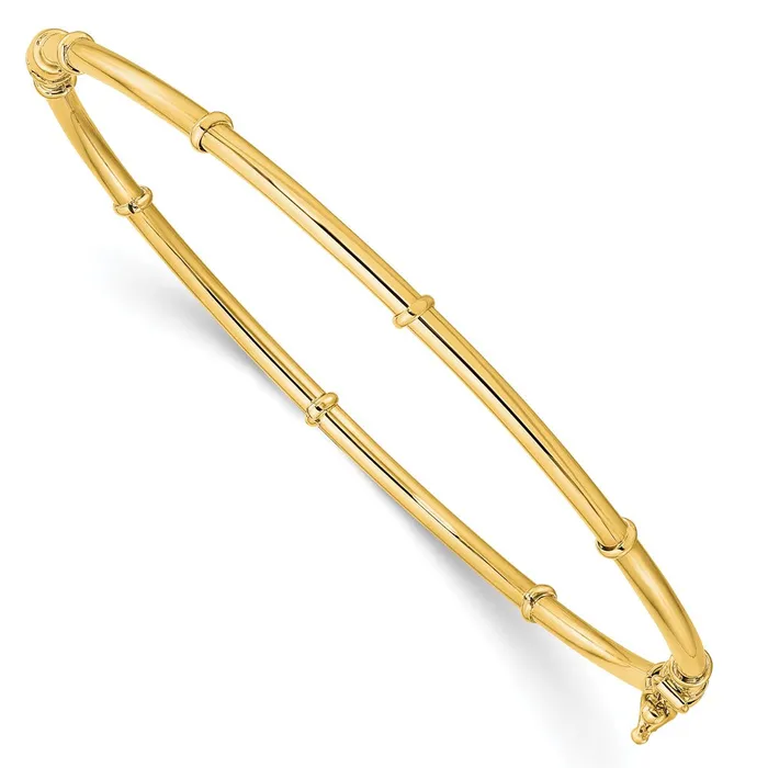 14k Yellow Gold Polished Fancy Hinged Bangle Goldia PreStyled Sets