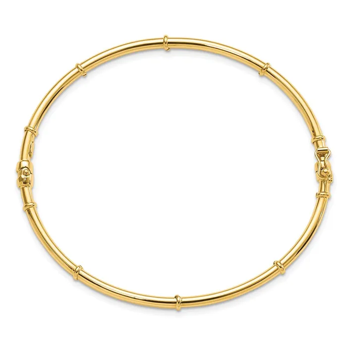 14k Yellow Gold Polished Fancy Hinged Bangle Goldia PreStyled Sets