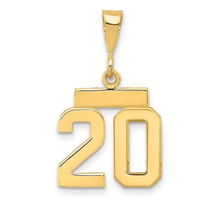 14k Yellow Gold Polished Small Number 20 Charm Goldia Charm Necklaces