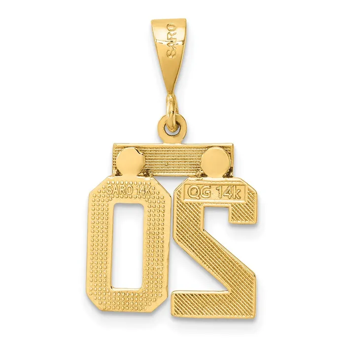 14k Yellow Gold Polished Small Number 20 Charm Goldia Charm Necklaces