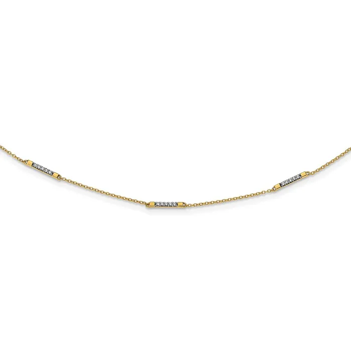 14K Yellow Gold Real Diamond 5Station Necklace Goldia Necklaces