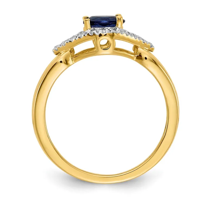 14K Yellow Gold Real Diamond and Sapphire Ring Goldia Rings