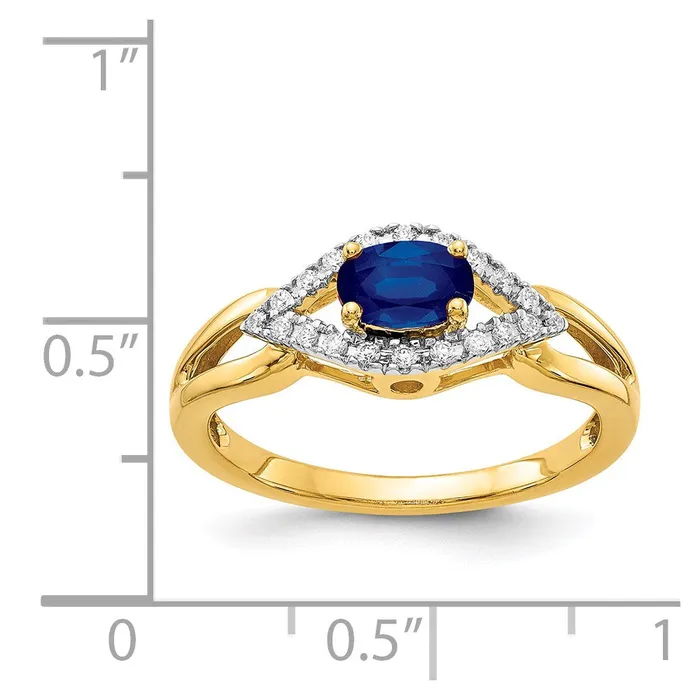 14K Yellow Gold Real Diamond and Sapphire Ring Goldia Rings