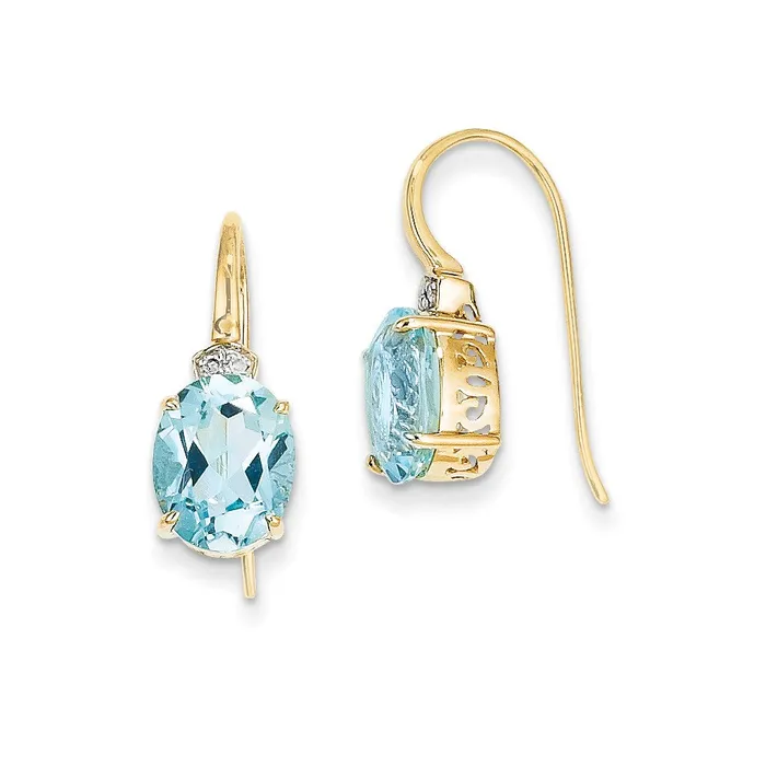 14k Yellow Gold Real Diamond u0026 Blue Topaz Oval Dangle Earrings Goldia Earrings 14k Yellow Gold Real Diamond u0026 Blue Topaz Oval Dangle Earrings Goldia Earrings