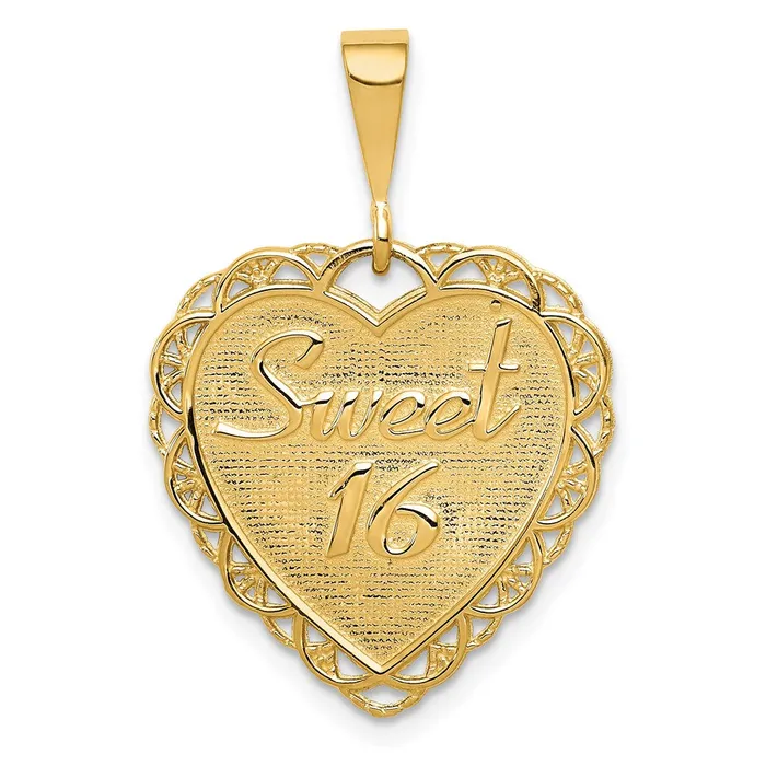 14k Yellow Gold Reversible SWEET 16 Charm Goldia Charm Necklaces