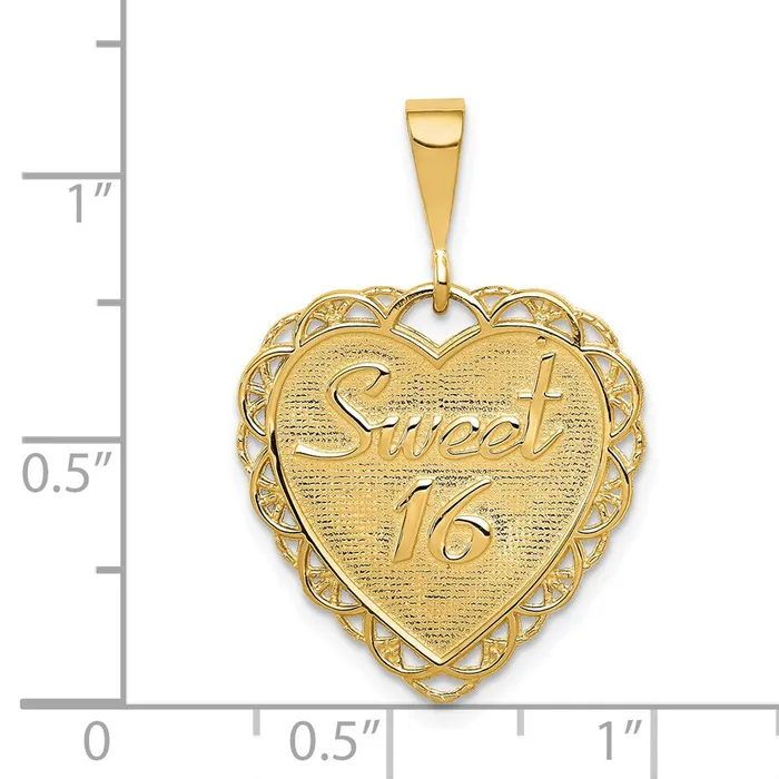 14k Yellow Gold Reversible SWEET 16 Charm Goldia Charm Necklaces