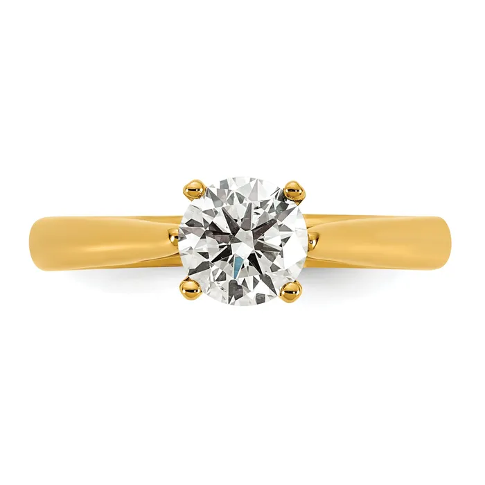 14k Yellow Gold True Origin 1 Ct Lab Grown Diamond VSSI G Round Solitaire Engagement Ring Goldia Rings