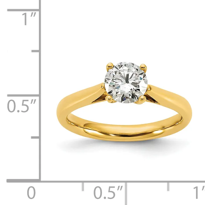 14k Yellow Gold True Origin 1 Ct Lab Grown Diamond VSSI G Round Solitaire Engagement Ring Goldia Rings