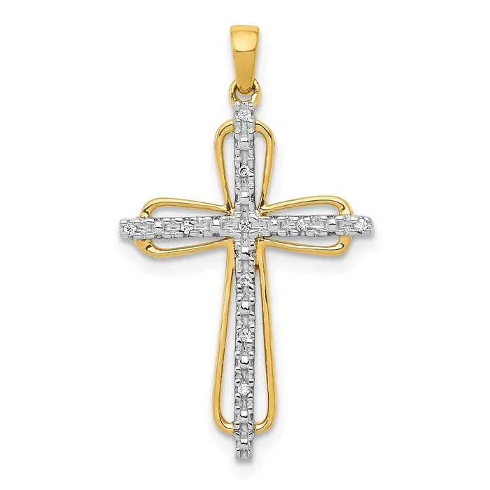 14k Yellow Gold u0026 Rhodium 03ct Real Diamond Cross Pendant Goldia Necklaces 14k Yellow Gold u0026 Rhodium 03ct Real Diamond Cross Pendant Goldia Necklaces