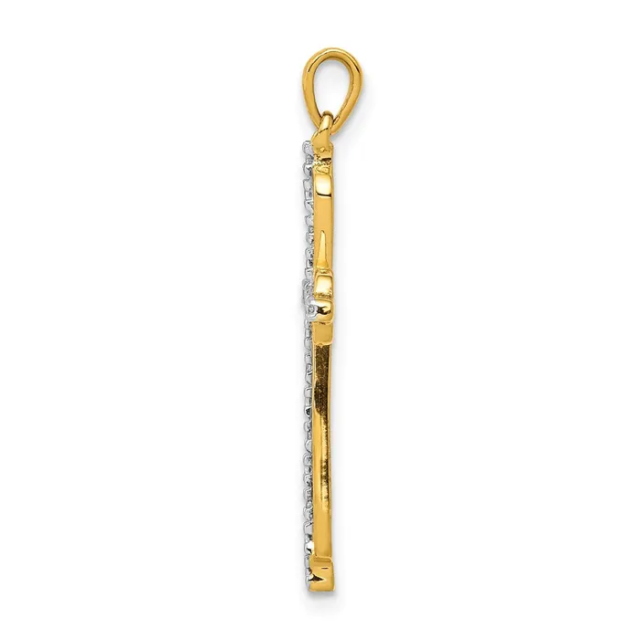 14k Yellow Gold u0026 Rhodium 03ct Real Diamond Cross Pendant Goldia Necklaces