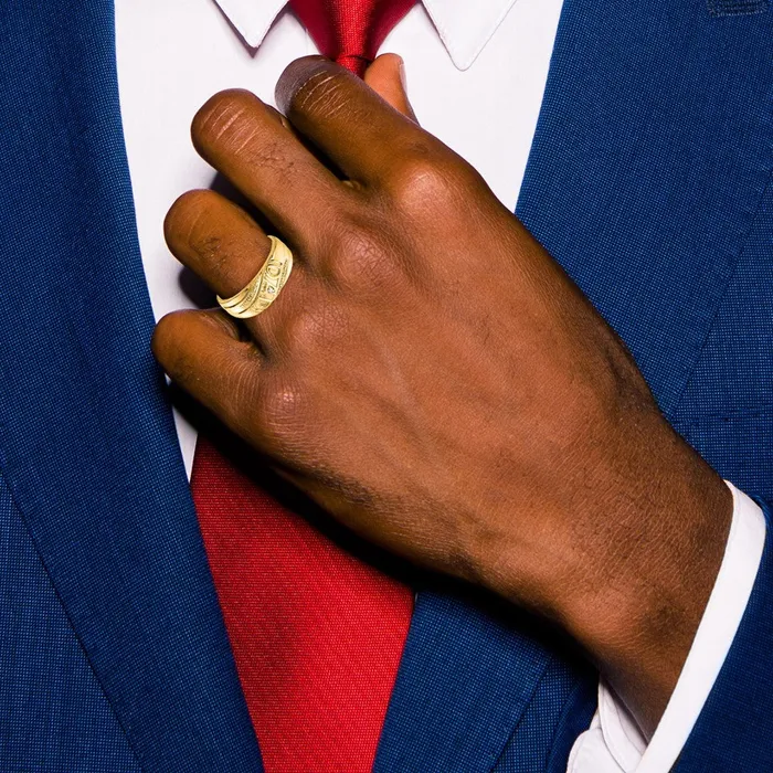 14k Yellow Gold VS Diamond mens ring Goldia Rings