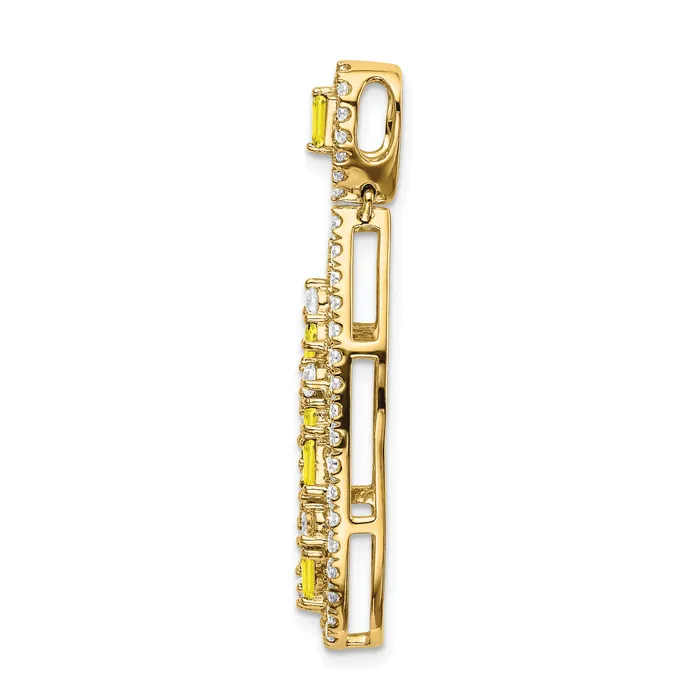 14k Yellow Gold White 78 Ct Lab Grown Diamond VSSI G and Lab Created Sapphire Chain Slide Pendant Goldia Necklaces