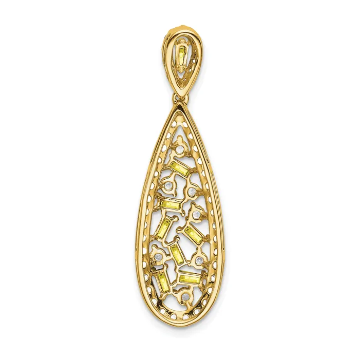 14k Yellow Gold White 78 Ct Lab Grown Diamond VSSI G and Lab Created Sapphire Chain Slide Pendant Goldia Necklaces