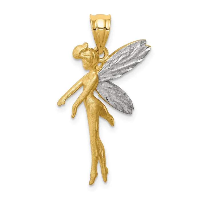 14k Yellow Rhodium Gold and White Rhodium DC Fairy Pendant Goldia Necklaces 14k Yellow Rhodium Gold and White Rhodium DC Fairy Pendant Goldia Necklaces