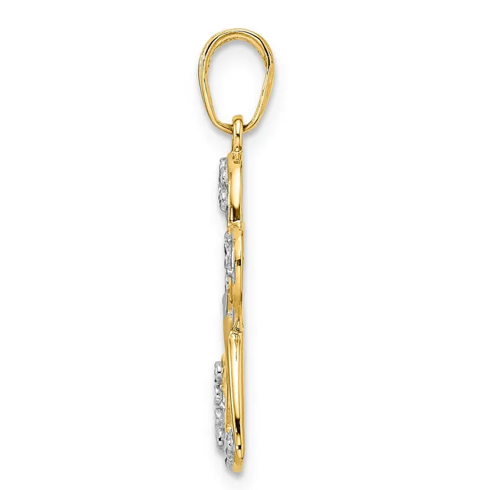 14k Yellow Rhodium Gold and White Rhodium Diamondcut Dragonfly Pendant Goldia Necklaces