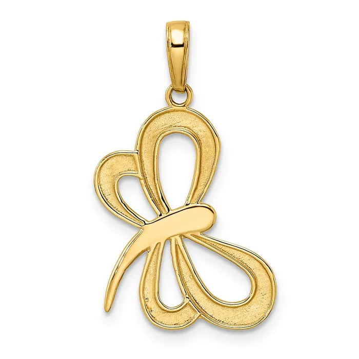 14k Yellow Rhodium Gold and White Rhodium Diamondcut Dragonfly Pendant Goldia Necklaces