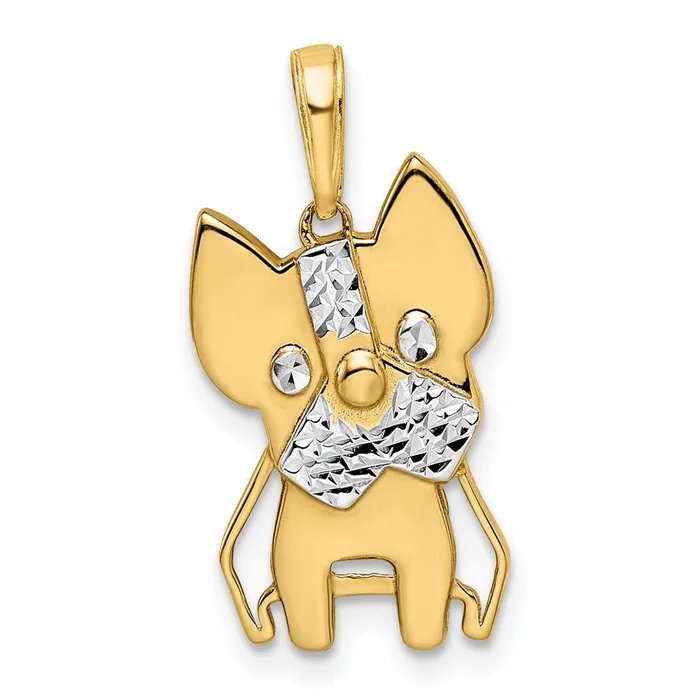 14k Yellow Rhodium Gold and White Rhodium Diamondcut Scottie Dog Pendant Goldia Necklaces 14k Yellow Rhodium Gold and White Rhodium Diamondcut Scottie Dog Pendant Goldia Necklaces