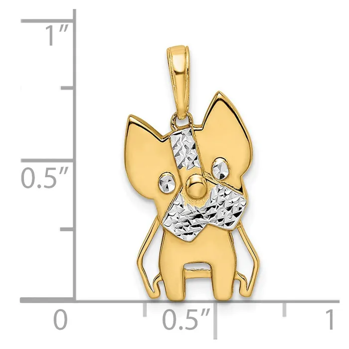 14k Yellow Rhodium Gold and White Rhodium Diamondcut Scottie Dog Pendant Goldia Necklaces