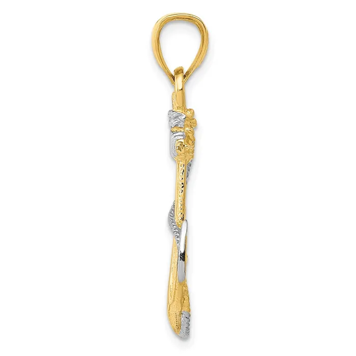 14k Yellow Rhodium Gold w Rhodium Anchor wRope Pendant Goldia PreStyled Sets