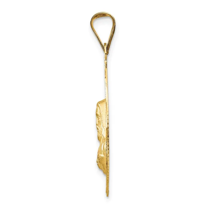 14k Yellow Rhodium Gold wRose and White Rhodium DC Sagrado Corazon Oval Pendant Goldia Necklaces