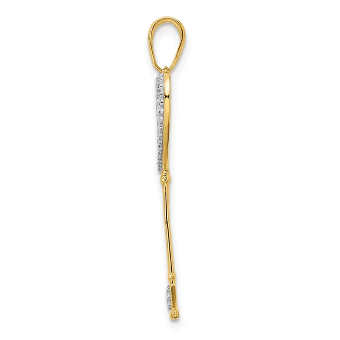 14k Yellow Rhodium Gold wWhite and Rose Rhodium Diamondcut Hearts Key Pendant Goldia Necklaces