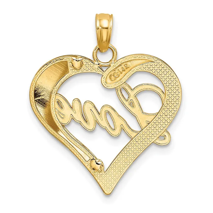 14k Yellow Rhodium Gold with White Rhodium Heart Diamondcut LOVE Charm Goldia Bracelets