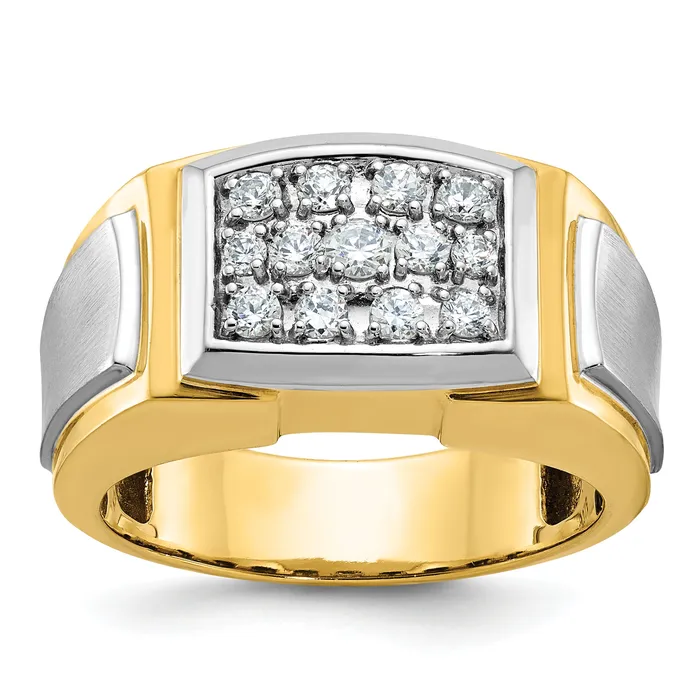 14k Yellow Rhodium with White 12 Ct Lab Grown Diamond VSSI G Polished and Satin Cluster Ring Goldia Rings 14k Yellow Rhodium with White 12 Ct Lab Grown Diamond VSSI G Polished and Satin Cluster Ring Goldia Rings