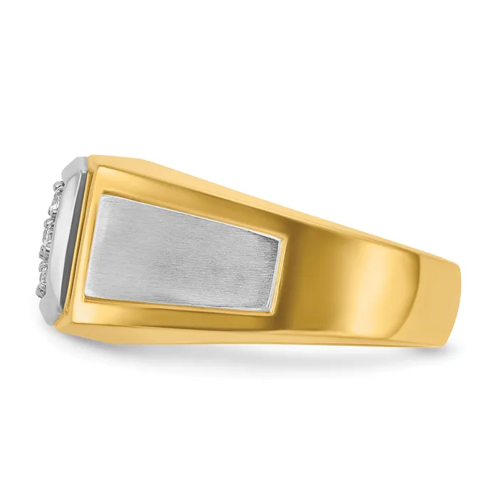 14k Yellow Rhodium with White 12 Ct Lab Grown Diamond VSSI G Polished and Satin Cluster Ring Goldia Rings