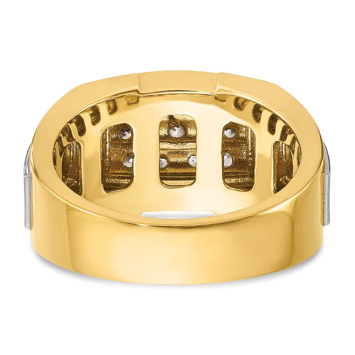 14k Yellow Rhodium with White 12 Ct Lab Grown Diamond VSSI G Polished and Satin Cluster Ring Goldia Rings