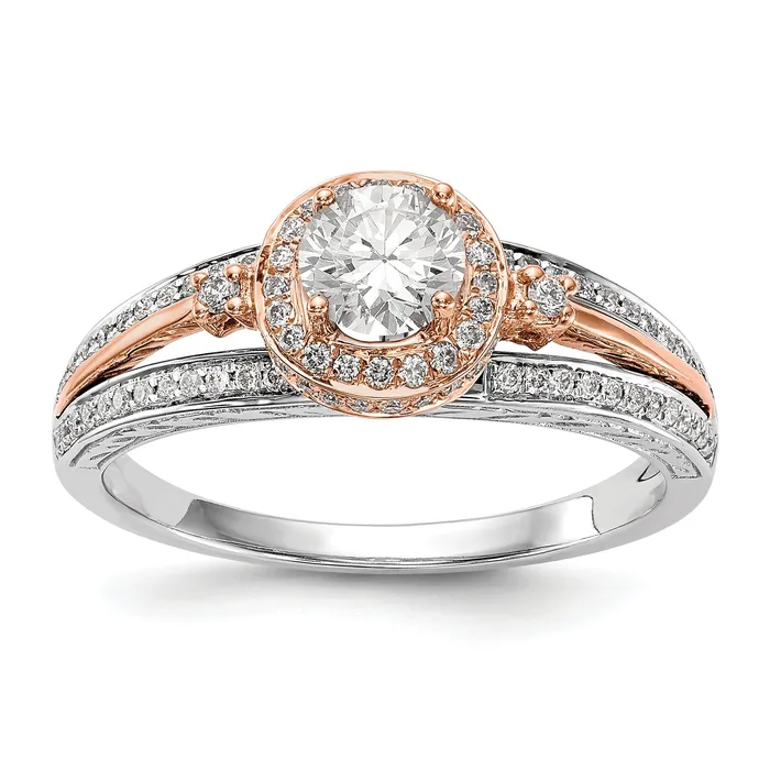 14KWR Simulated Diamond Round Halo Engagement Ring Goldiacom Rings