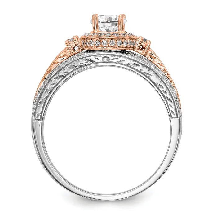 14KWR Simulated Diamond Round Halo Engagement Ring Goldiacom Rings