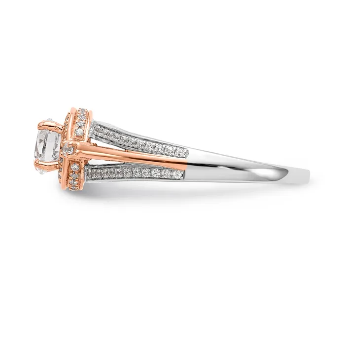 14KWR Simulated Diamond Round Halo Engagement Ring Goldiacom Rings