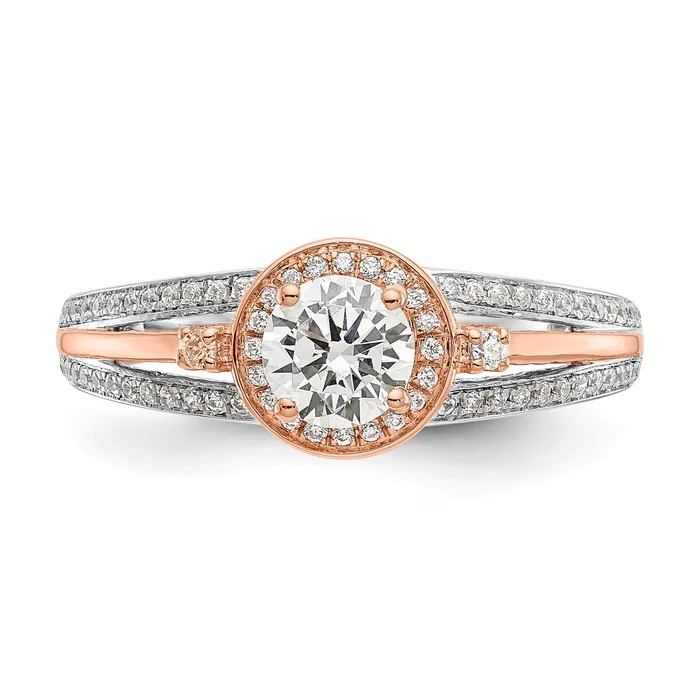 14KWR Simulated Diamond Round Halo Engagement Ring Goldiacom Rings