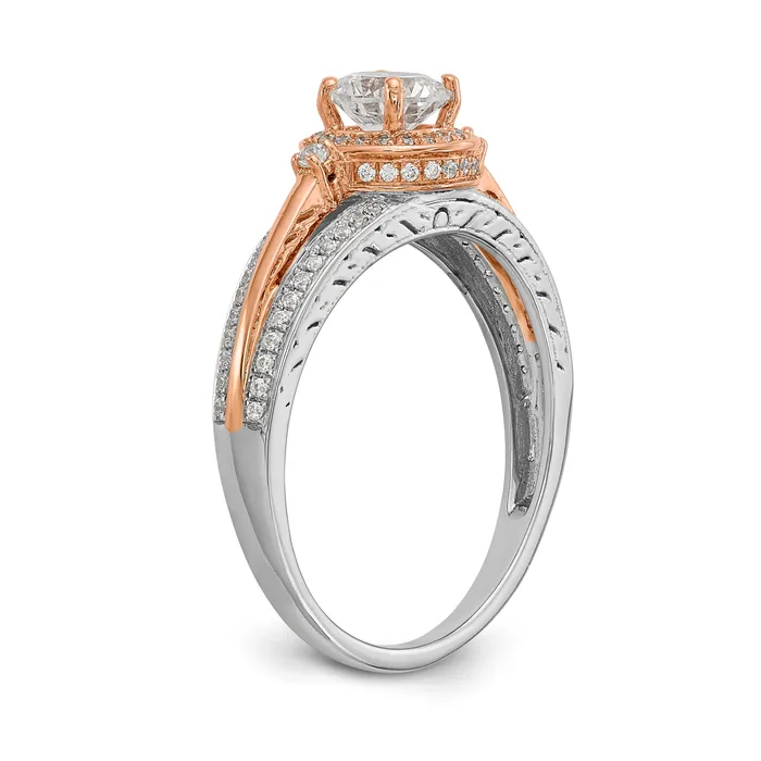 14KWR Simulated Diamond Round Halo Engagement Ring Goldiacom Rings