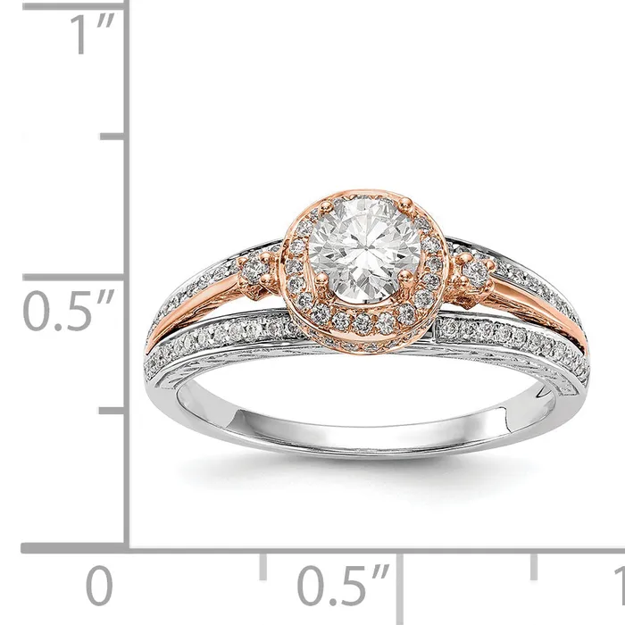 14KWR Simulated Diamond Round Halo Engagement Ring Goldiacom Rings
